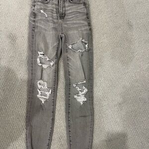 Gray Distressed Women's Jeans